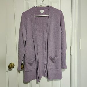 J CREW Open Front Cardigan Sweater Super Soft Yarn Orchid Lavender Lilac sz S